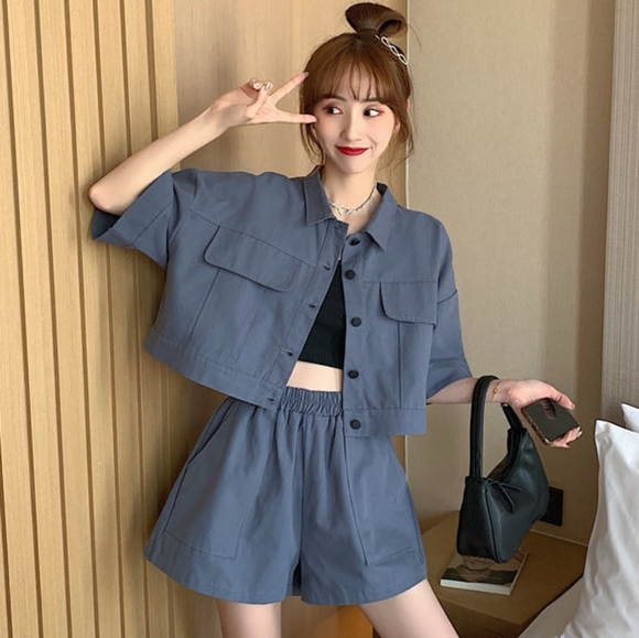 Blue shorts short sleeve shirt set - Picture 4 of 11